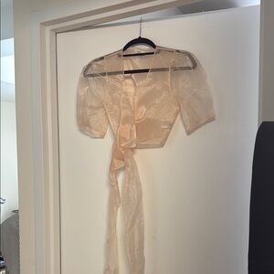 Sheer Tie-Front Crop Top - little moon / aritzia